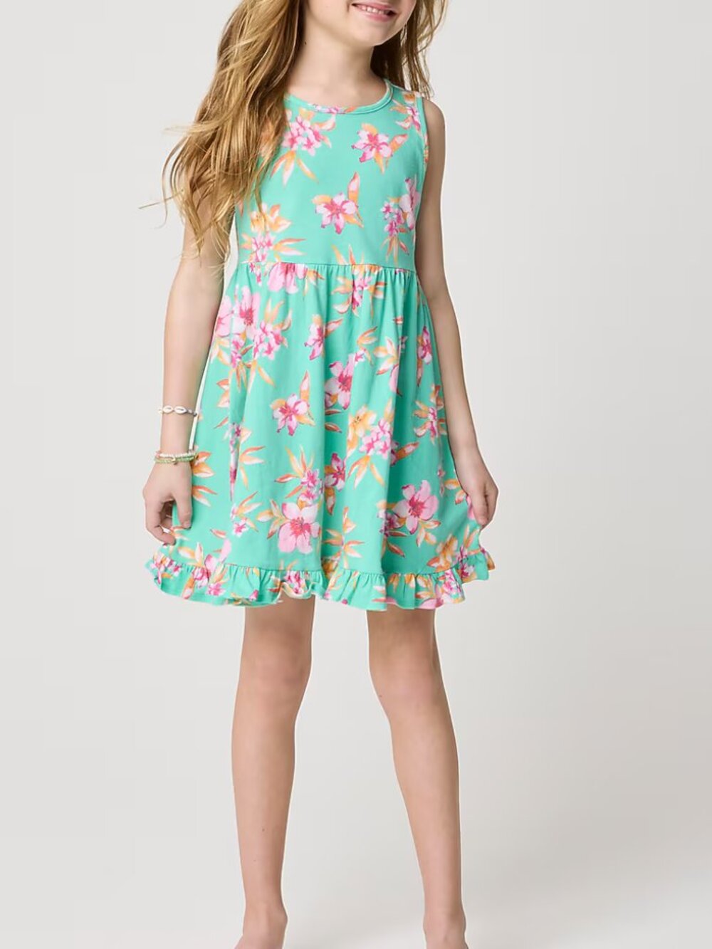 J. Crew Girls' Mermaid Green Tropical Knit Tank Dress/NWT/2